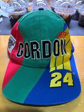 JEFF GORDON Nascar Red Cap with Multicolor 50th Anniversary Patch.